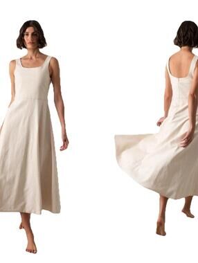 Luxmii Ionia Linen blend Dress Quiet Luxury granola Coastal natural beige XL NWT